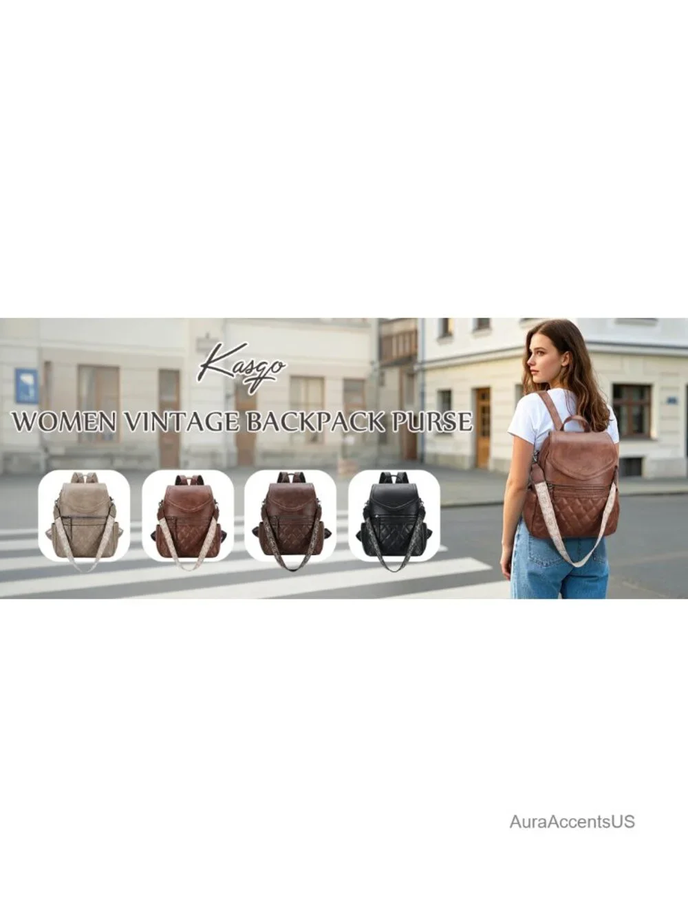 Women's Vegan Leather Convertible Backpack Purse with Detachable Strap